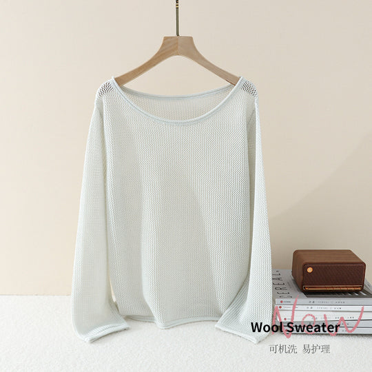 Damen Lockerer Feinstrick-Pullover mit U-Boot-Ausschnitt und Waffelstruktur Nord Taschen
