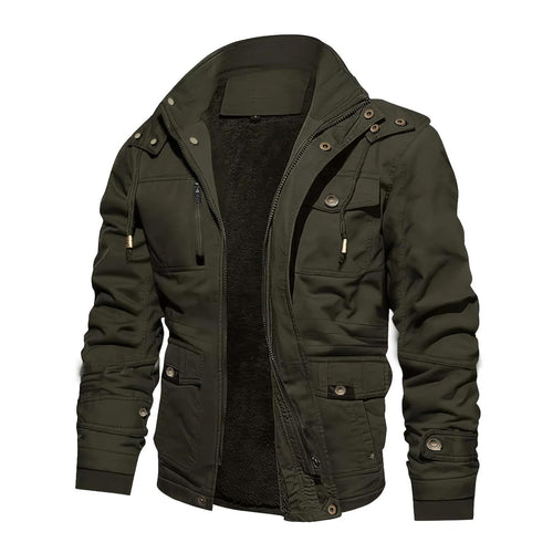 Herren Parka-Jacke mit Teddyfutter Kapuze und Multitaschen Nord Taschen