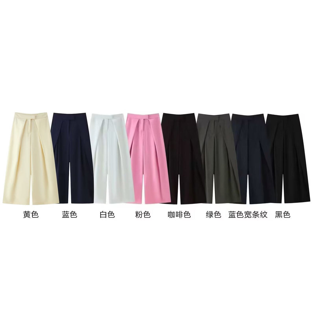 Damen weit geschnittene Culotte-Hose mit eleganten Falten und hohem Bund
