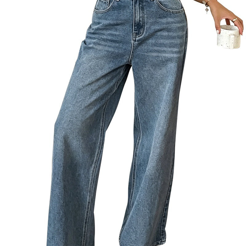Damen Jeanshose mit hoher Taille und weitem Bein Nord Taschen