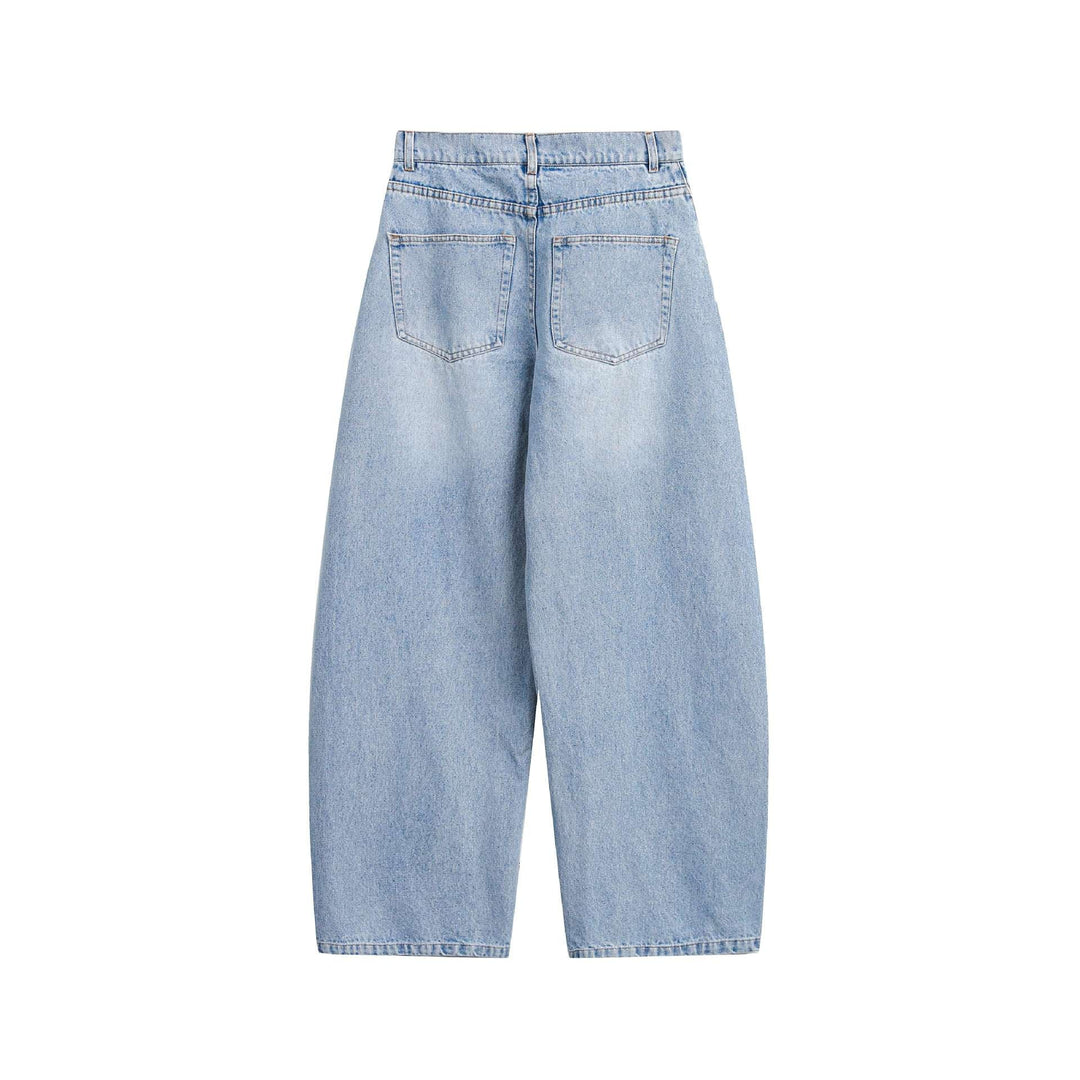Damen Culotte-Jeans mit weitem Bein, hoher Taille und Frontnaht-Detail Nord Taschen