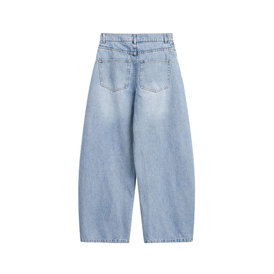 Damen Culotte-Jeans mit weitem Bein, hoher Taille und Frontnaht-Detail Nord Taschen