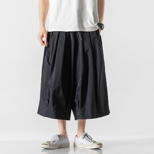 Herren Weit geschnittene Culotte-Loungehose mit tiefem Schritt und elastischem Tunnelzug Nord Taschen