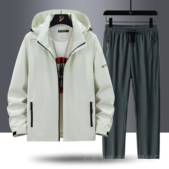 Herren Tragbare Outdoor-Jacke mit sportlichen Jogginghosen Nord Taschen