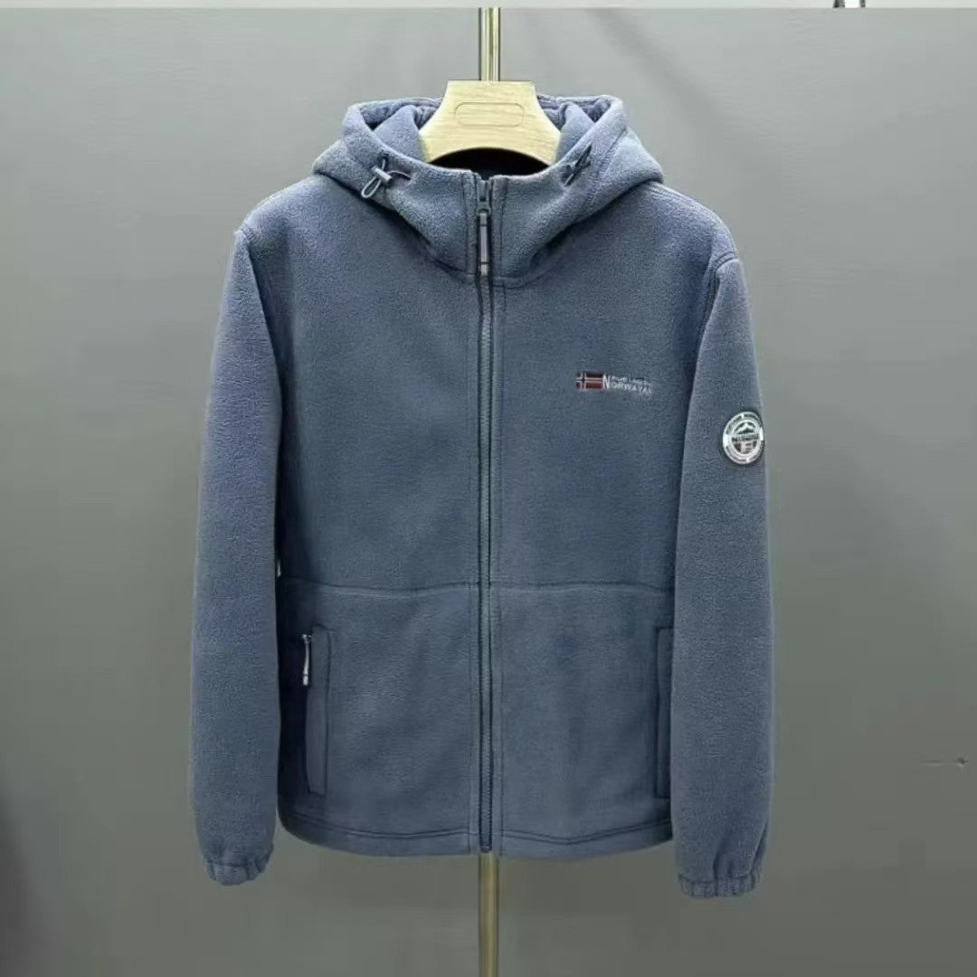 Herren Warme Fleece-Kapuzenjacke mit Sherpa-Futter, Windschutz & Reißverschlusstaschen Nord Taschen
