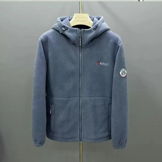 Herren Warme Fleece-Kapuzenjacke mit Sherpa-Futter, Windschutz & Reißverschlusstaschen Nord Taschen