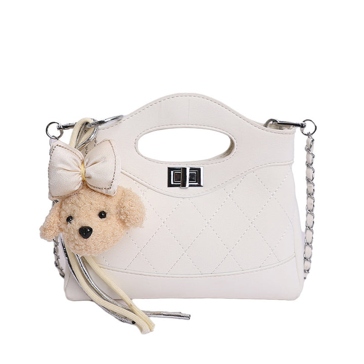 Damen modische Handtasche mit strukturiertem Design und süßem Bärchenanhänger Nord Taschen