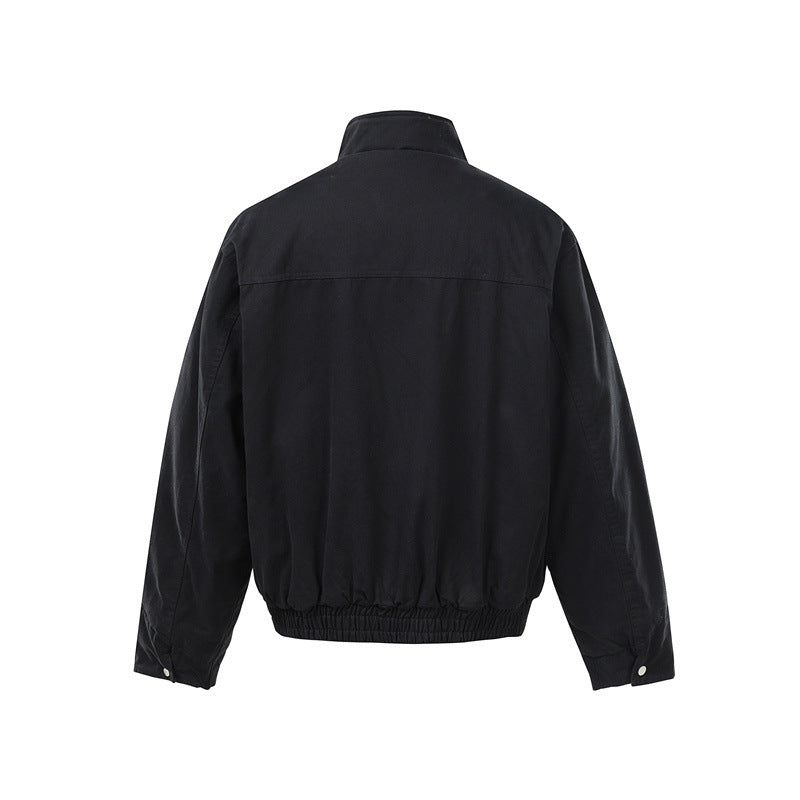 Herren Kurzboxy Utility-Bomberjacke aus Canvas mit gesteppter Frontpasse und Stehkragen Nord Taschen