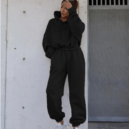 Damen Oversized Loungewear-Set aus French‑Terry mit Kapuze und High‑Waist Jogginghose Nord Taschen