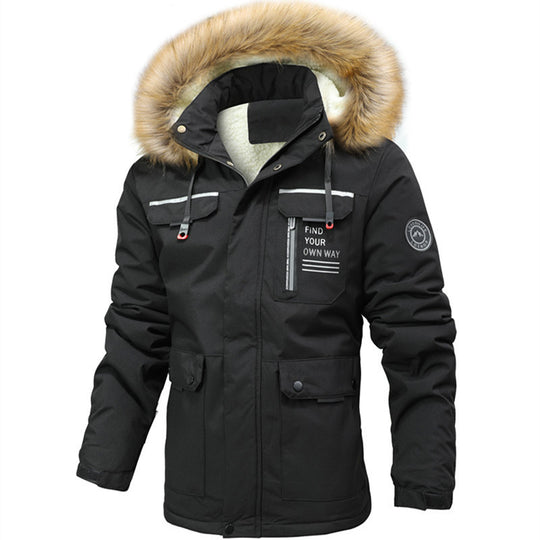 Herren Thermoisolierter Winterparka mit Teddyfutter, abnehmbarer Kunstpelzkapuze und Multifach-Taschen Nord Taschen