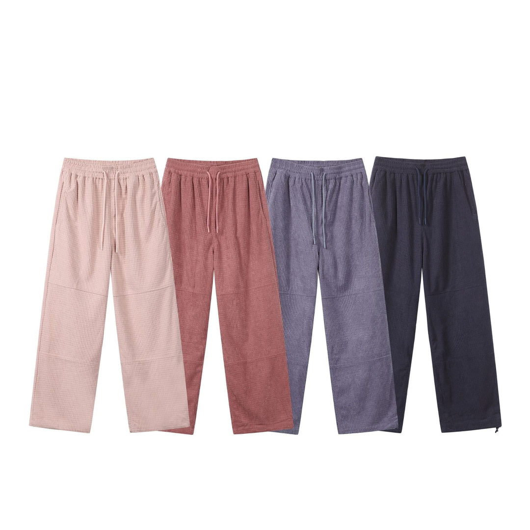 Damen Waffelstrick-Loungehose mit weitem Bein, elastischem Bund und Tunnelzug Nord Taschen