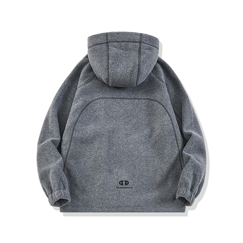 Unisex Oversize Fleece-Kapuzenjacke mit Kontrastnähten und Reißverschlusstaschen Nord Taschen