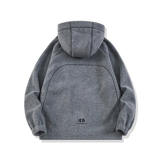 Unisex Oversize Fleece-Kapuzenjacke mit Kontrastnähten und Reißverschlusstaschen Nord Taschen