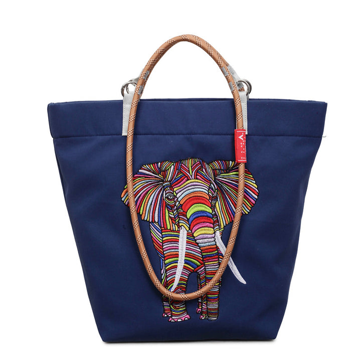 Damen Freizeit Tote Tasche mit buntem Elefantenmotiv Nord Taschen