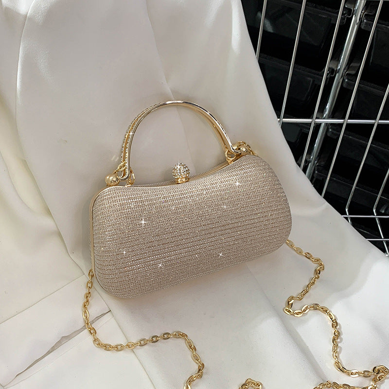 Damen Clutch mit funkelndem Glitzer und elegantem Goldrahmen Nord Taschen
