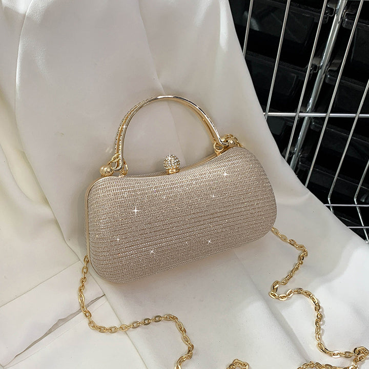 Damen Clutch mit funkelndem Glitzer und elegantem Goldrahmen Nord Taschen