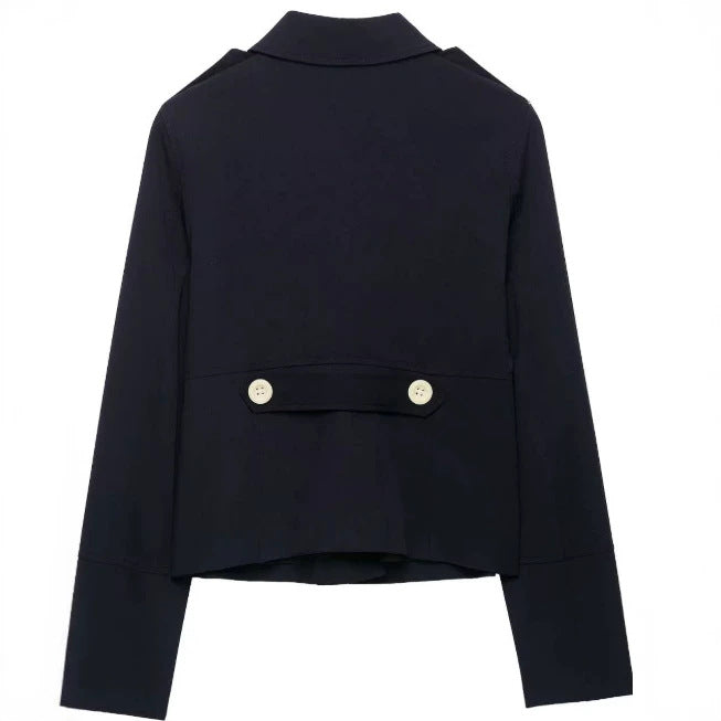 Damen Taillierte Cropped‑Fieldjacke im Blousonstil mit Schulterklappen und aufgesetzten Pattentaschen Nord Taschen
