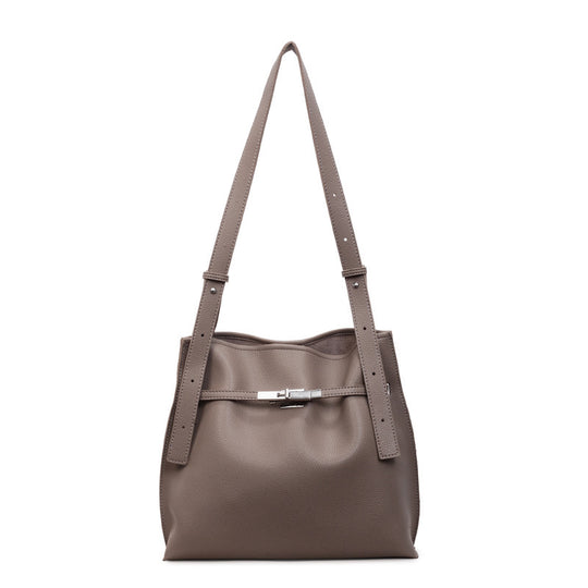 Damen Hobo-Tasche aus hochwertigem glatt genarbtem Kunstleder mit stilvoller Schnalle Nord Taschen
