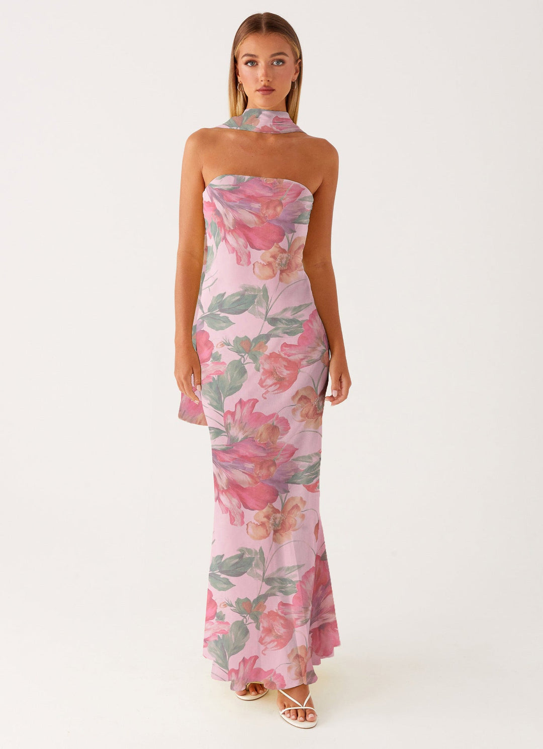 Damen Elegantes Langarm Abendkleid im Blumendesign - Vittorelli