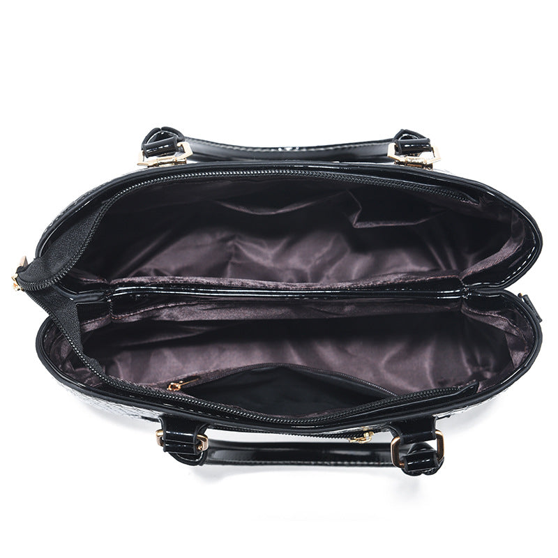 Damen elegante Handtasche mit schimmernder Krokodilprägung und vielseitigem Tragesystem Nord Taschen