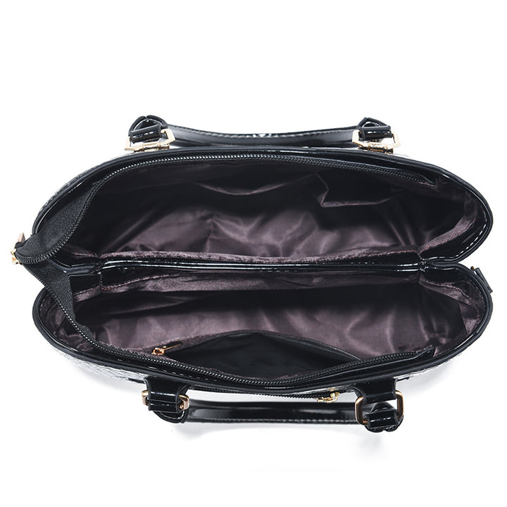 Damen elegante Handtasche mit schimmernder Krokodilprägung und vielseitigem Tragesystem Nord Taschen
