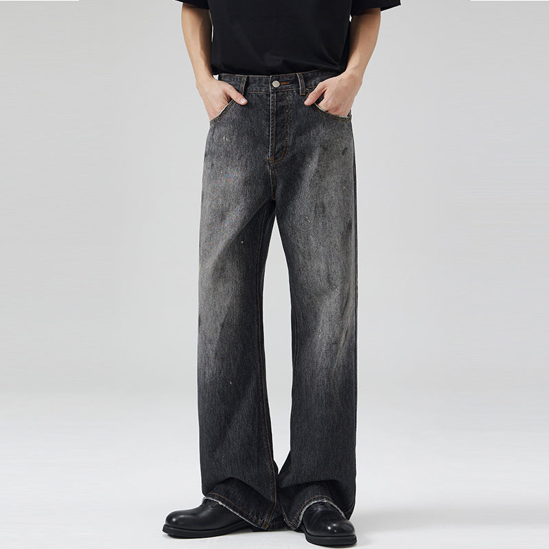 Herren Relaxed‑Straight Denim-Jeans mit Vintage-Waschung und verlängertem Saum Nord Taschen