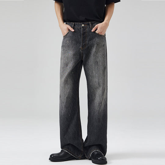 Herren Relaxed‑Straight Denim-Jeans mit Vintage-Waschung und verlängertem Saum Nord Taschen