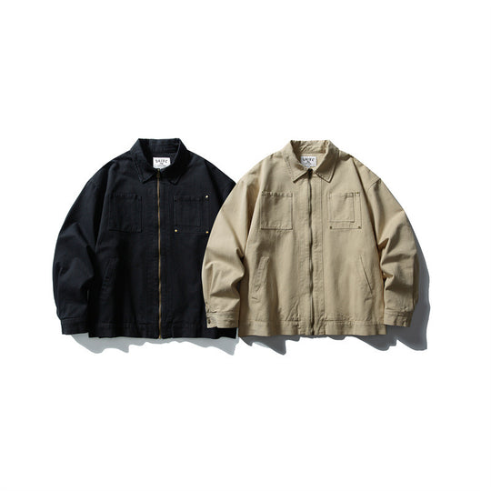 Unisex Kastig geschnittene Canvas-Workwear-Jacke mit durchgehendem Reißverschluss und aufgesetzten Brusttaschen Nord Taschen