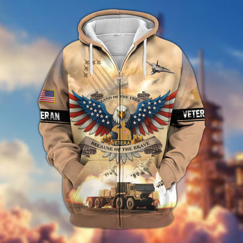 Herren Kapuzensweater mit amerikanischem Veteranenmotiv Nord Taschen