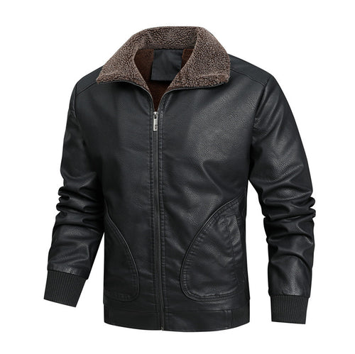 Herren Gefütterte Kunstleder-Fliegerjacke mit Teddyfutter und Rippenbündchen Nord Taschen