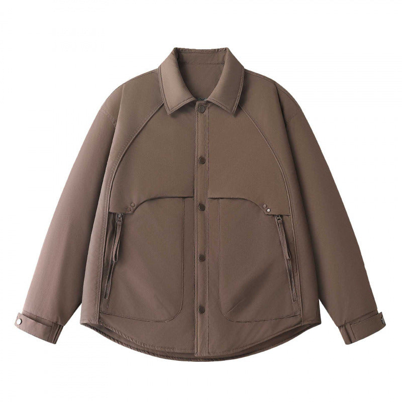 Herren Gepolsterte Hemdjacke mit abgerundetem Saum, Reißverschluss-Taschen und Druckknopf-Leiste Nord Taschen
