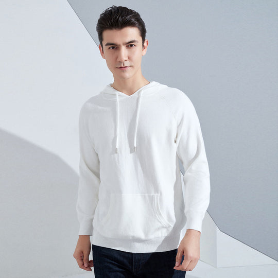 Herren Leichter Kapuzen-Feinstrickpullover mit Kängurutasche und Raglanärmeln Nord Taschen