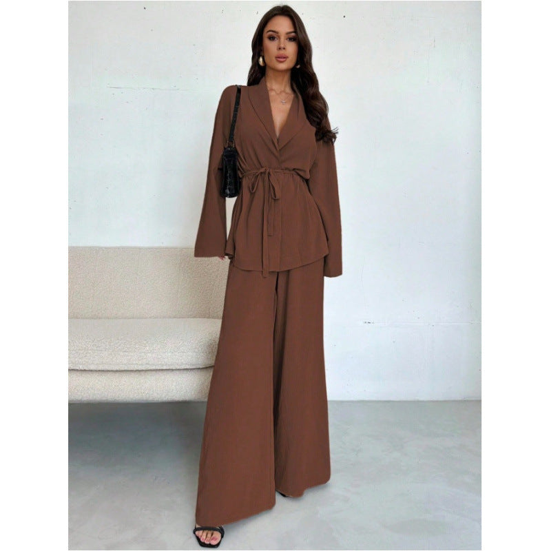 Damen Eleganter Wickel-Jumpsuit mit weitem Palazzo-Bein Nord Taschen