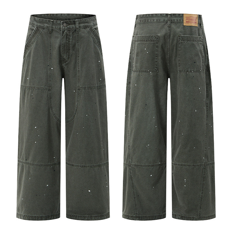 Herren Weitgeschnittene Utility‑Palazzo‑Hose aus schwerem Baumwoll‑Twill mit ergonomischen Knieabnähern Nord Taschen