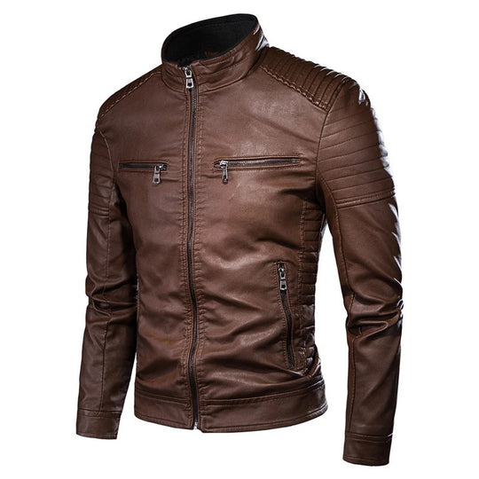 Herren Stilvolle Lederjacke mit Steppdetails Nord Taschen