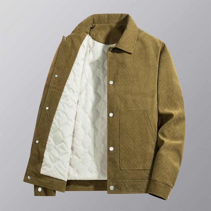 Men's  quilted-lined corduroy overshirt jacket with snap front and patch pockets Nord Taschen