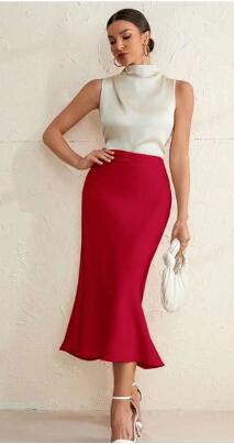 Damen eleganter Midirock mit sanftem Schnitt und hohem Bund