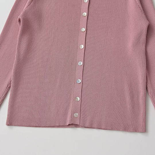 Damen Feinripp-Feinstrick-Cardigan mit durchgehender Knopfleiste und Rundhalsausschnitt Nord Taschen