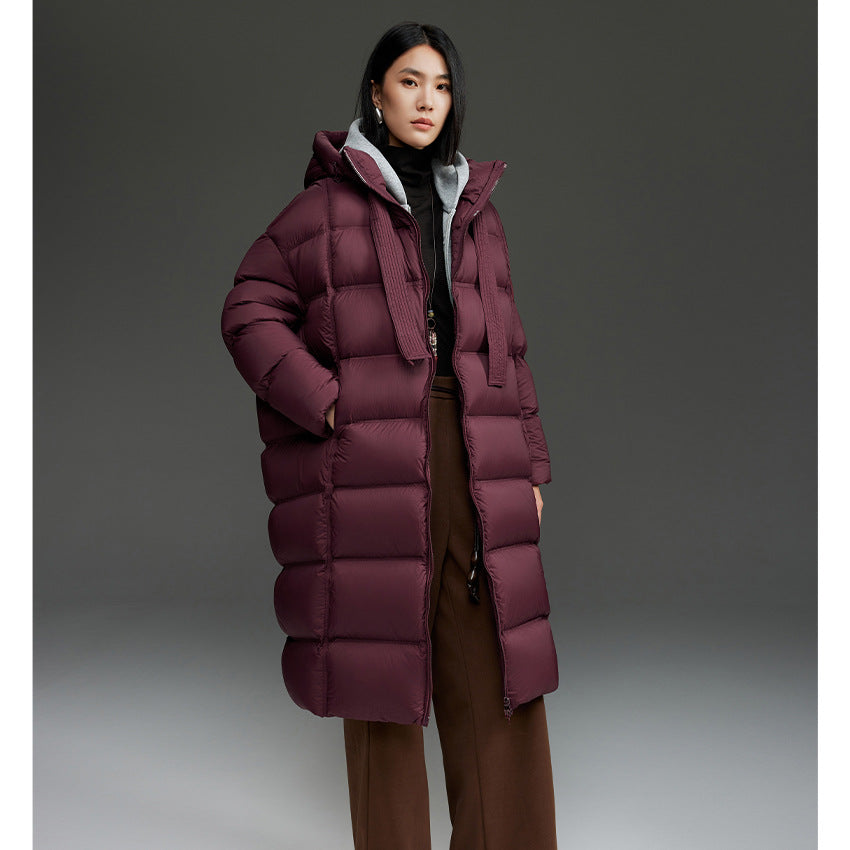 Damen Oversized Stepp-Daunenmantel mit Kapuze und verlängerter Silhouette Nord Taschen