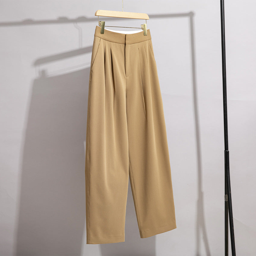 Damen Hochtaillierte Plissee-Bundhose mit weitem Bein Nord Taschen