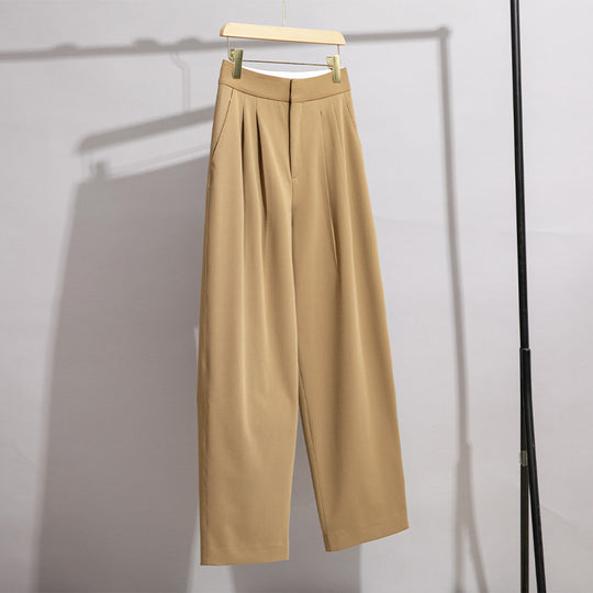 Damen Hochtaillierte Plissee-Bundhose mit weitem Bein Nord Taschen