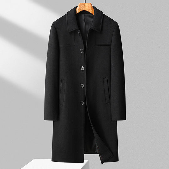 Herren Eleganter Langmantel aus Wollmix mit klassischem Kragen Nord Taschen