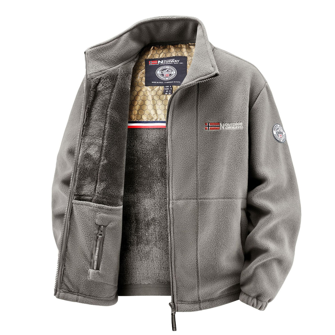 Herren Thermo-Fleecejacke mit Teddy-Innenfutter und Stehkragen Nord Taschen