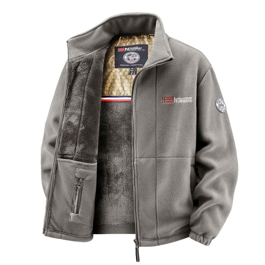 Herren Thermo-Fleecejacke mit Teddy-Innenfutter und Stehkragen Nord Taschen