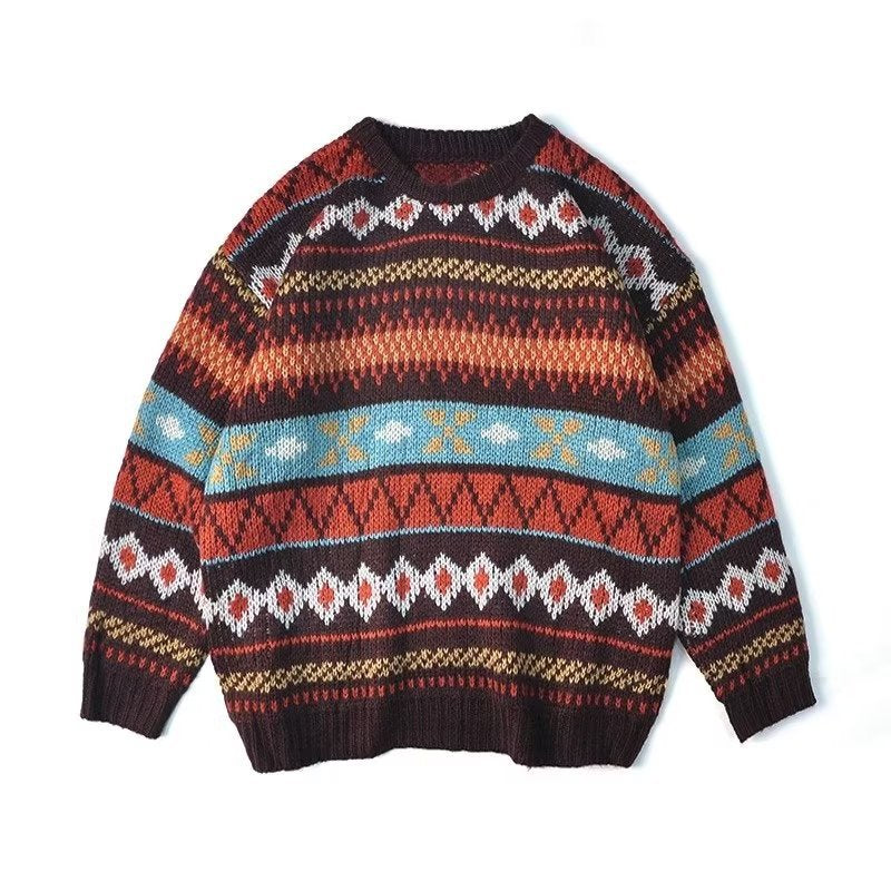 Damen Gemütlicher Grobstrickpullover mit grafischem Muster Nord Taschen