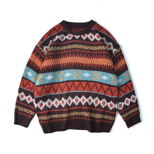 Damen Gemütlicher Grobstrickpullover mit grafischem Muster Nord Taschen