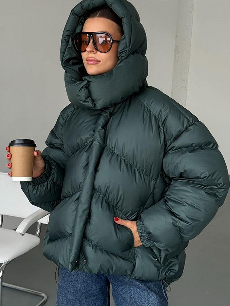 Damen Kurz-Pufferjacke mit Thermofüllung, Oversize-Kapuze & verdecktem Zweiwege-Reißverschluss Nord Taschen