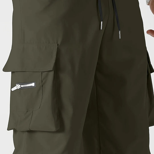 Herren Relaxed Cargo-Hose mit Tunnelzugbund, großen Klapp‑Utilitytaschen und geradem Bein Nord Taschen