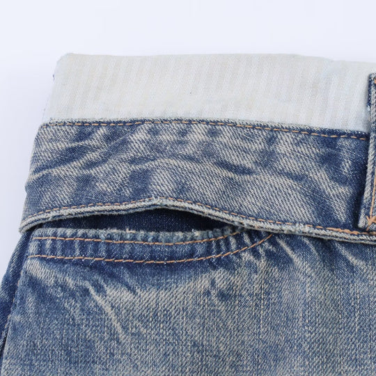 Damen Weitgeschnittene Destroyed-Jeans mit tiefer Leibhöhe und geradem Bein Nord Taschen