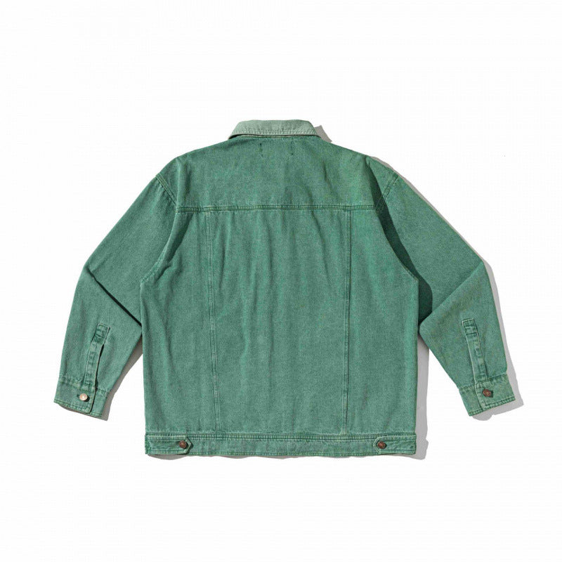 Unisex Kastenförmige Overshirt‑Jacke aus gewaschenem Denim mit Frontreißverschluss und Mehrfachtaschen Nord Taschen